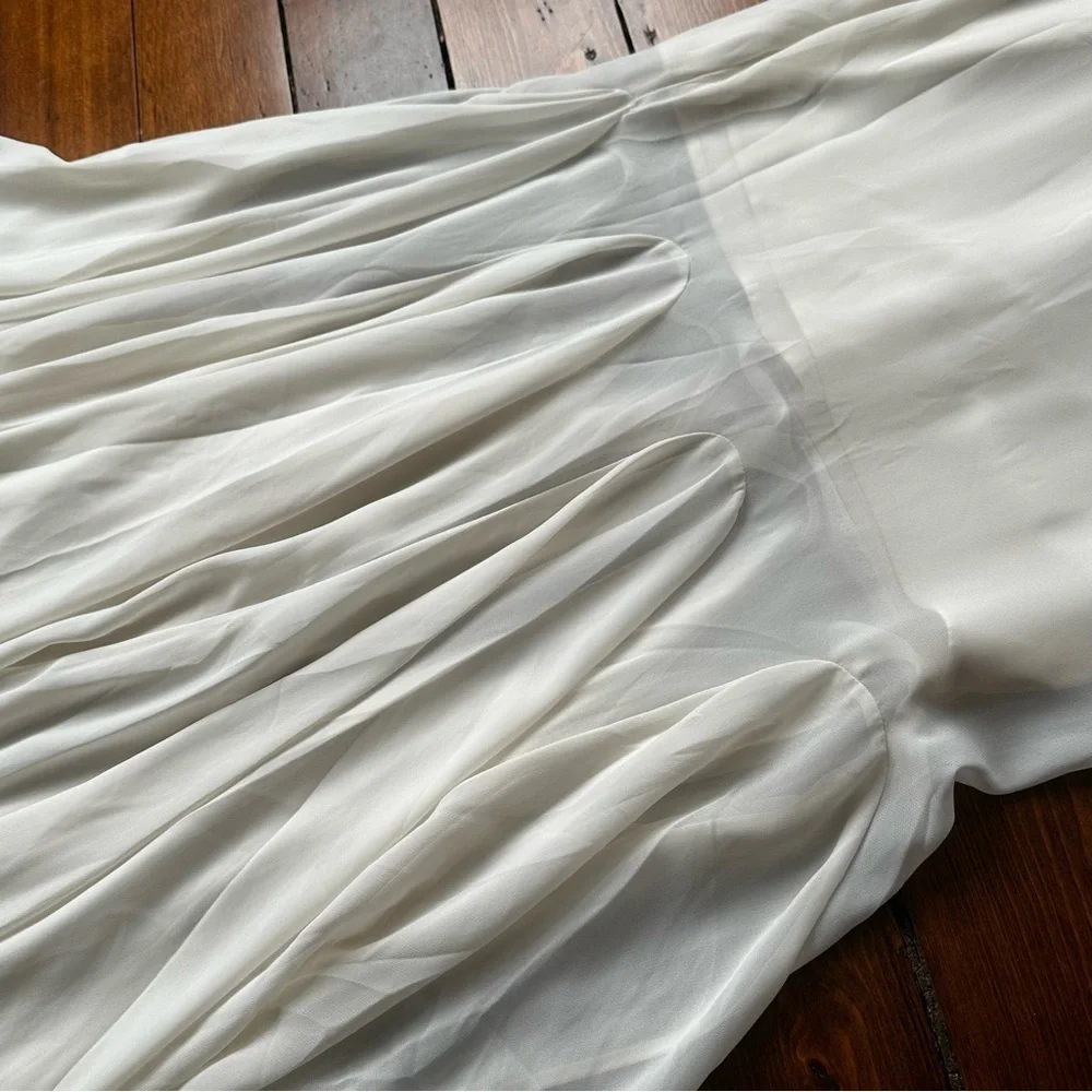 Abercrombie Plunge Godet Skirt Maxi Dress in Ivory Cream